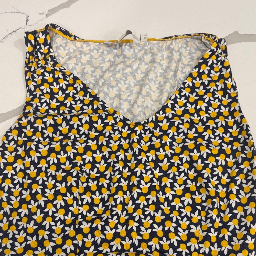 Boden V-Neck Floral Dress - Yellow, White, Black